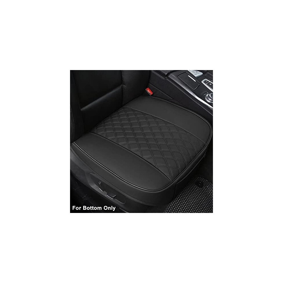 BLACK PANTHER Car Seat Cover PU Leather,Full Wrapping Edge,Protector for Front Seat Bottom (5352 cm)(2Piece,Black)