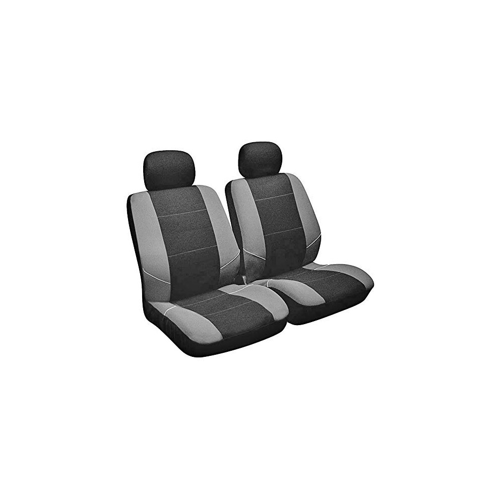 Sakura Merton Front Seat And Headrest Covers Ss3633 - Universal Fit Elasticated Hems Side Airbag Compatible Machine Washable Black/Grey 5011927118667