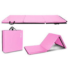 Bonnlo 6' Folding Tri-fold Gymnastics Gym Exercise Aerobics Mat, 6x 2x 2 PU Leather Tumbling Mats for Stretching Yoga Cheerleading Martial Art