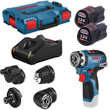 Bosch Professional 12V GSR 12V-35 FC Cordless Drill/Driver (Incl. 2x 3.0 Ah Rechargeable Battery, GAL 12V-40 Quick Charger, 4 FlexiClick Adapters