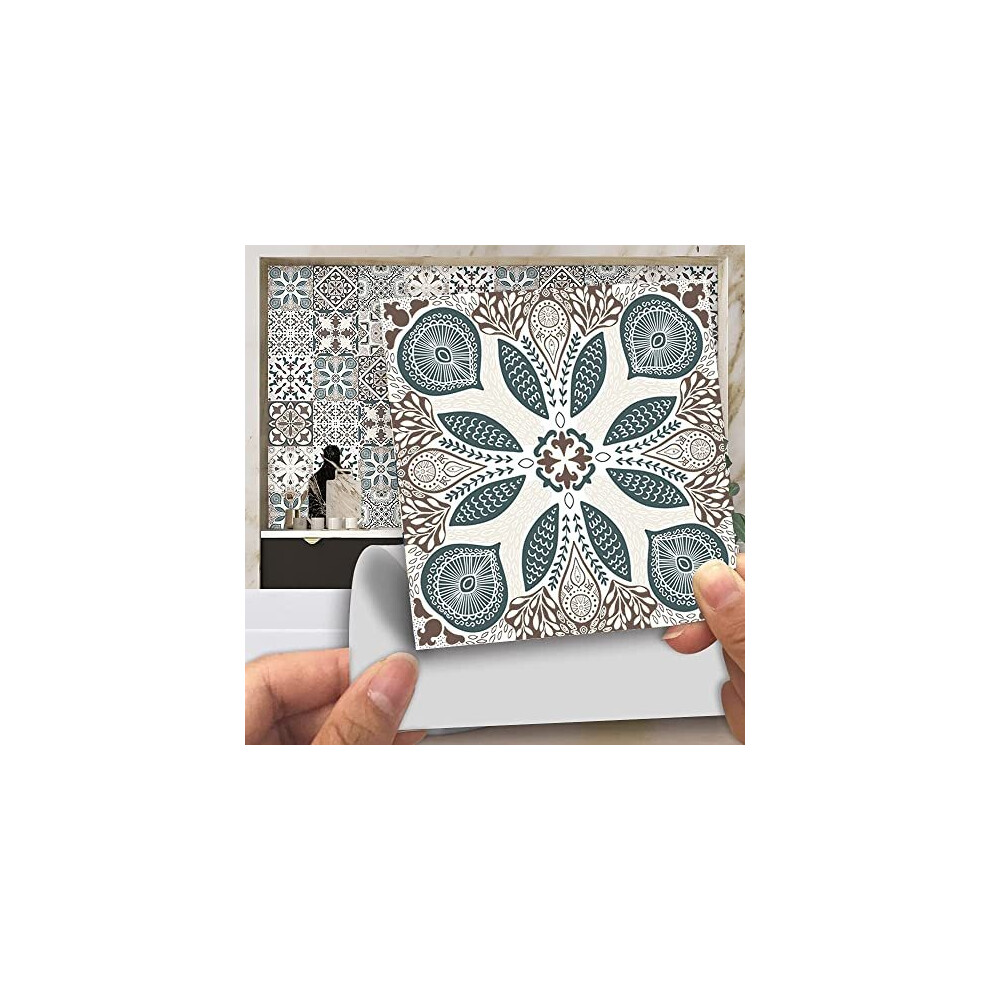 20Pcs Vintage Victorian Tile Stickers, Kitchen Bathroom Wall Tile Stickers Peel And Stick On Tile Transfers Covers Decals Self Adhesive Vinyl Wat 793869954521