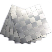 Peel and Stick Mosaic Tile, Kitchen Tile for Backsplash(12x12 Inch, Brushed Aluminum)