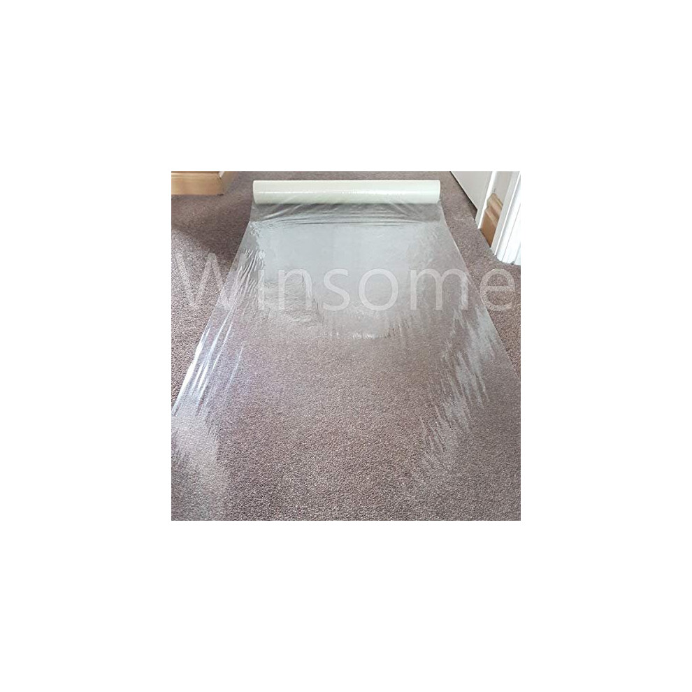 Winsome Clear Carpet Protector Film Self Adhesive Roll Temporary Protecting Water Resistant Floor Dust Sheet Cover | 60Cm X 25M Roll (60 Micron) 5060514901403