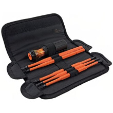 Klein Tools 32288 Insulated 8-in-1 Screwdriver Set with Interchangeable Blades – 1000V Rated, Cushion-Grip, 3 Phillips, 3 Slotted, 2 Square Tips