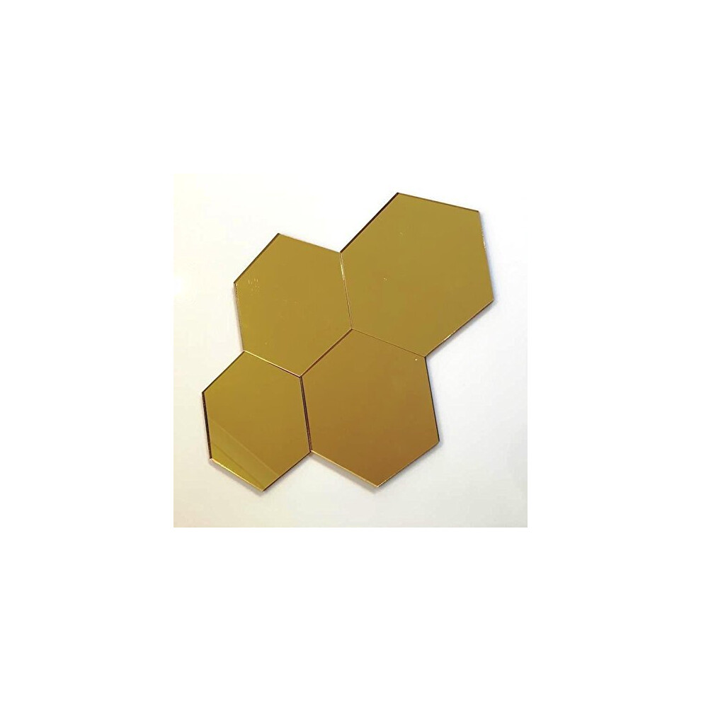 Super Cool Creations Hexagon Tiles, Gold Mirror - Pack Of Ten - 10Cm X 10Cm 5052842257635