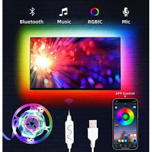Tv Led Lights, 3M Led Strips Lights for TV Backlight, DAYMEET RGBIC Color Changing Led Backlights for 32-60in TV, Sync with Music Bluetooth APP C