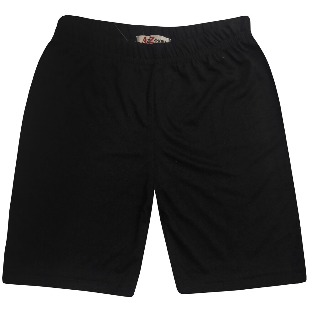 (9-10 Years, Black) Girls Cycling Shorts Stretchy Gym Dance Pants 5-13