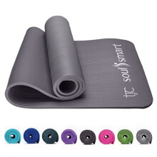 TJC Yoga Mat Non-Slip NBR - 10MM Thickness, Exercise Mat for Home Gym, Eco Friendly Training Mat, High Density Travel Yoga Mat with Carrying Stra