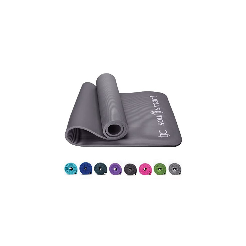 TJC Yoga Mat Non-Slip NBR - 10MM Thickness, Exercise Mat for Home Gym, Eco Friendly Training Mat, High Density Travel Yoga Mat with Carrying Stra