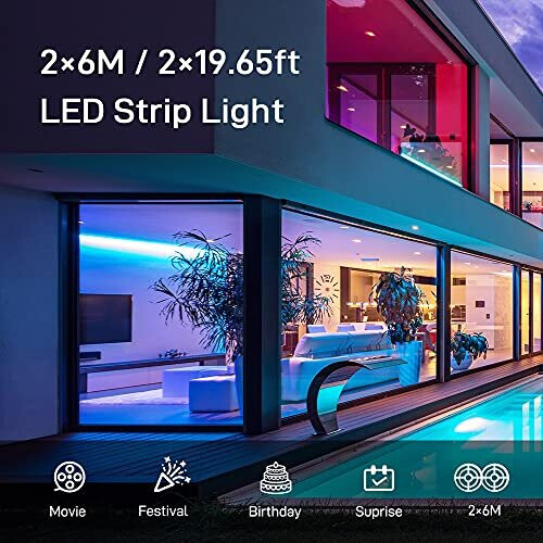 LED Strip Lights 12M, COOLAPA LED Lights for Bedroom, Music Sync Color