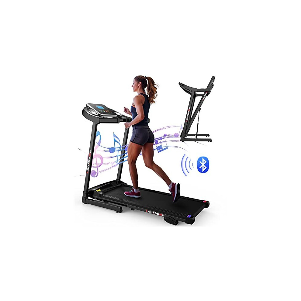 LAUFHOME Folding Treadmill for Home, Motorized Jogging Running Machine, Build in Bluetooth dual Speaker Multi-functional Display & Heart-rate Sen