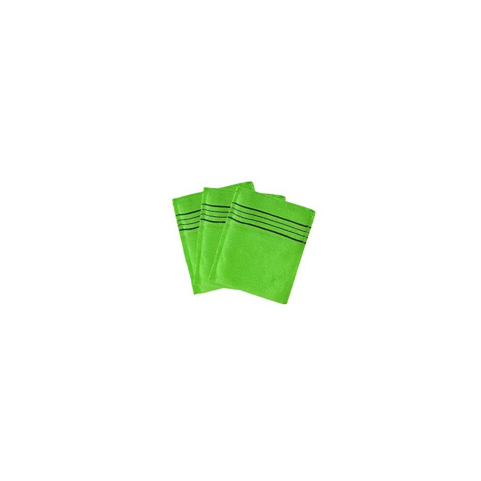 Italy Towel Green Korean Hanul Itary Towel Exfoliating Towel Bath Washcloth 3 Pcs (Green)