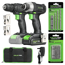 GALAX PRO 20V 2-speeds Drill Driver and Impact Driver Combo Kit, Cordless Drill Driver/Impact Driver, 1pcs 1.3Ah Lithium-Ion Batterie, Charger Ki