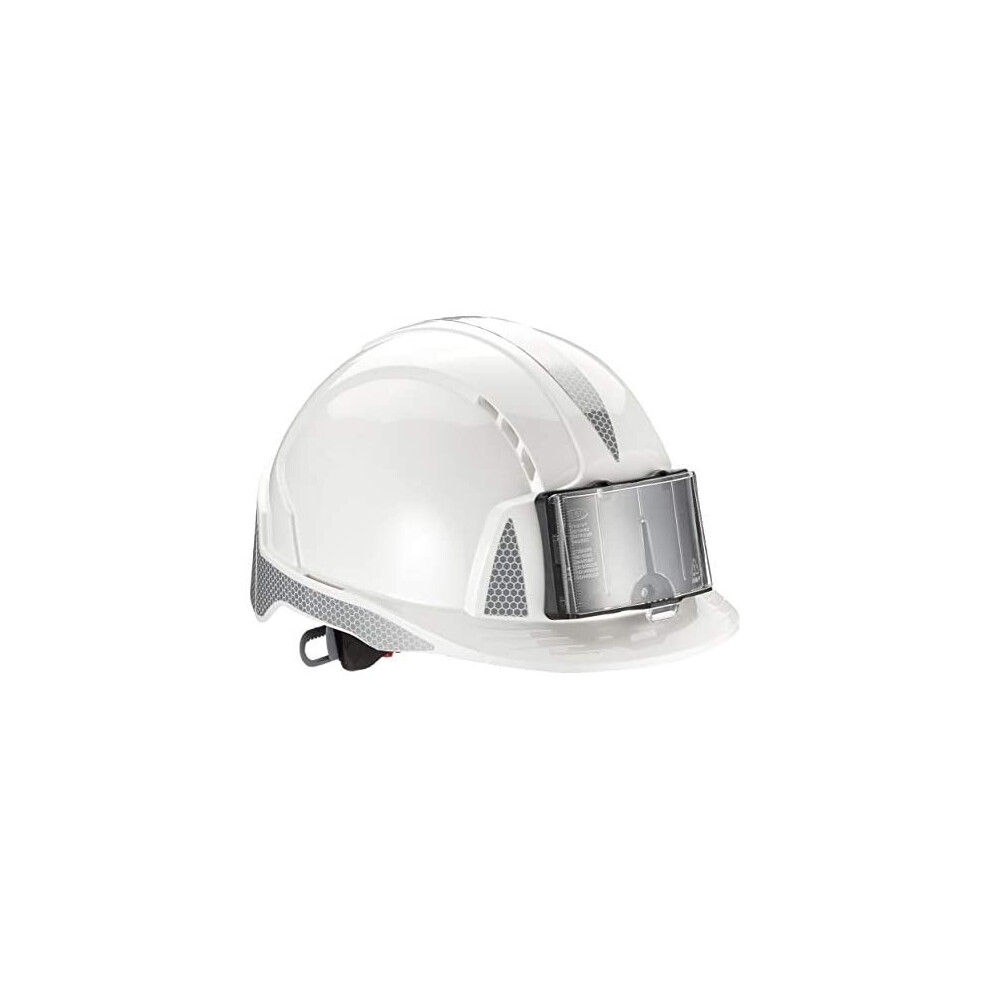 Jsp Evolite One Size Safety Helmet With Wheel Ratchet, Reflective Cr2 And Id Badge Holder - White - Vented - (Ajb170-D00-100) 5038428015431