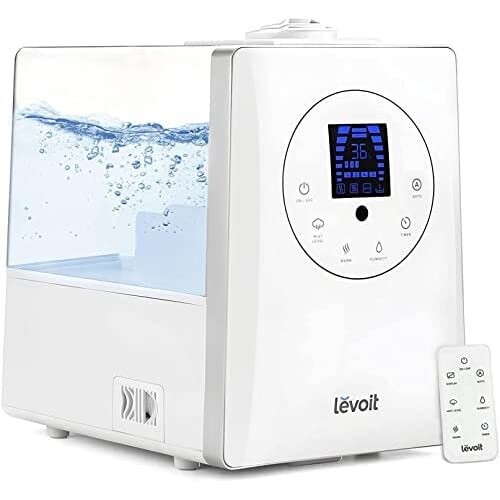 LEVOIT Cool & Warm Humidifiers Essential Oil Diffuser for Large Home 6L, Auto Mode, Dual Nozzles with Remote Control, Timer, Customized Relative