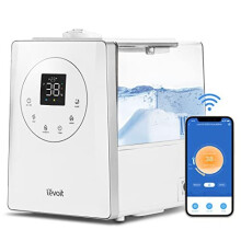 Levoit Smart Humidifiers for Bedroom 6 L, Top-Fill Warm & Cool Mist Humidifier for Large Home | Plants | Baby, Intelliengent Humidity Monitor - E