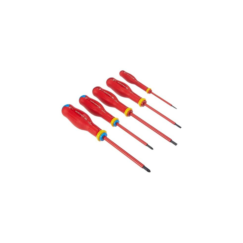 Facom AT5VE.PB Set of 5 Insulated Screwdrivers, Red/Black