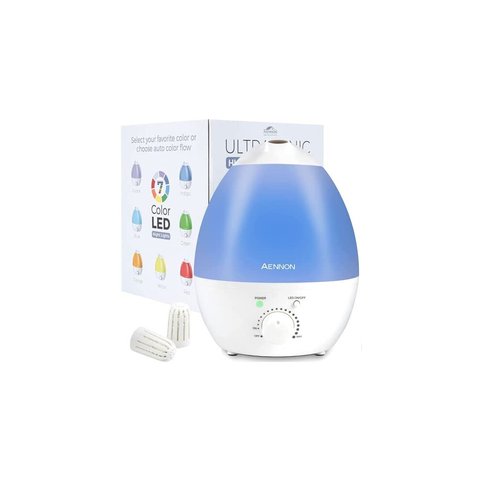 Aennon Ultrasonic Cool Mist Humidifier for Bedroom (2.8L) Quiet Air Humidifiers for Home and Plants and Baby Desktop Humidifier for Office with A