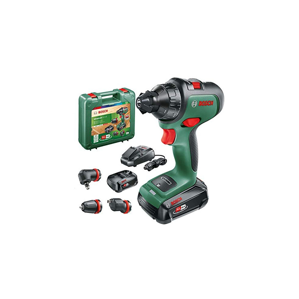 Bosch Home and Garden Cordless Drill AdvancedDrill 18 (2x batteries, 18 Volt System, 3 drill attachments, in a carrying case)