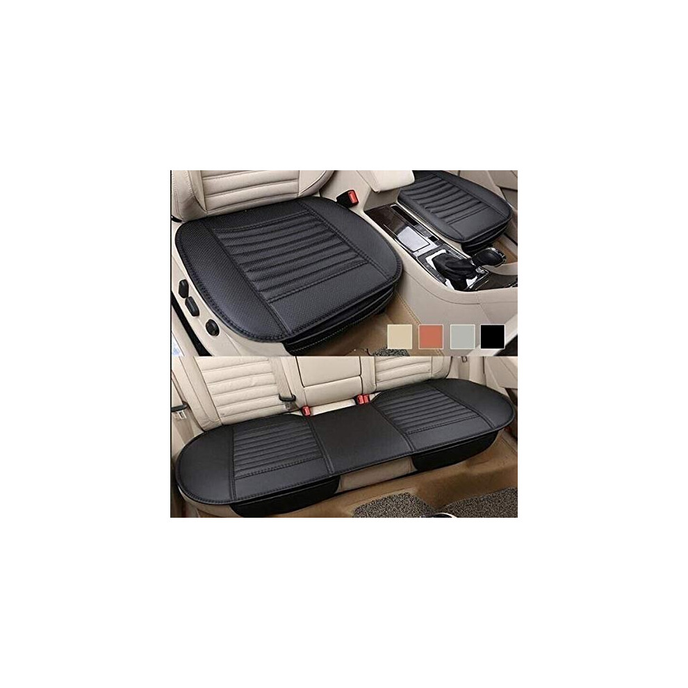Fifth Gear 3Pc Universal Front And Rear Pu Leather Car Seat Cushion Cover Set Car Seat Pad Bamboo Charcoal Seat Protector Non Slip Black 5054667810552