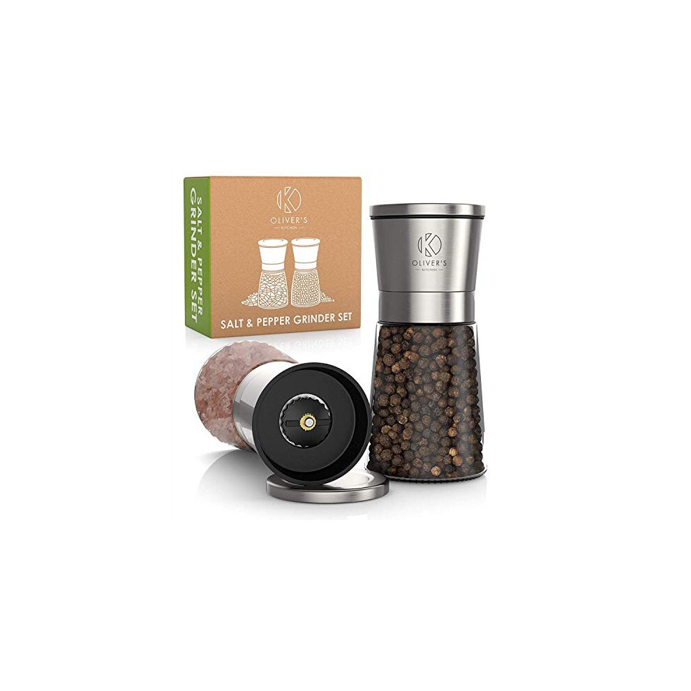 Oliver's Kitchen Salt & Pepper Mill Set - 2X Premium Quality Ceramic Grinders - | Australia