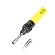 Cordless Refillable Gas Soldering Iron Pen Butane Gas Iso-Tip Blow Torch for Electronic PC Repair Tool 8ML (Yellow)