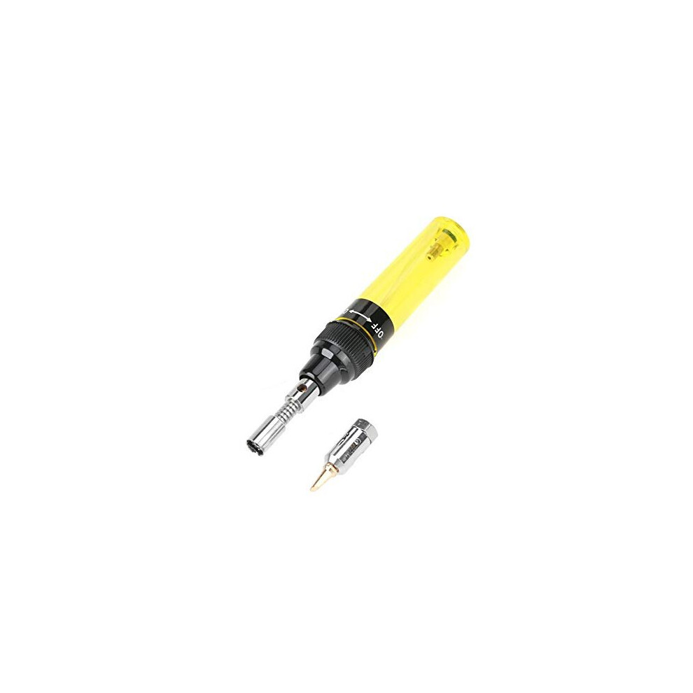 Cordless Refillable Gas Soldering Iron Pen Butane Gas Iso-Tip Blow Torch for Electronic PC Repair Tool 8ML (Yellow)
