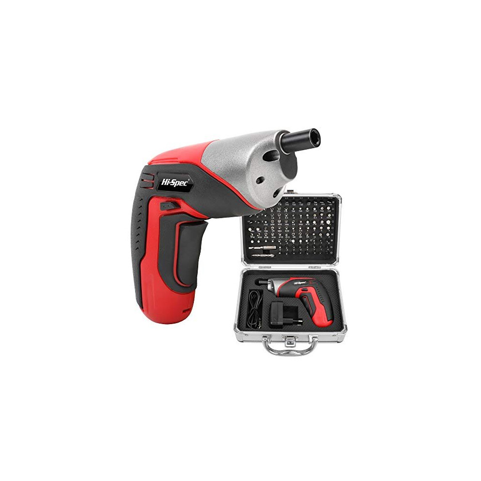 Hi-Spec 3.6V 1300mAh Rechargeable Li-ion Battery Cordless Electric Power Screwdriver with 4 LEDs. Including 102 Piece Set of Hex, Torx, Phillips,