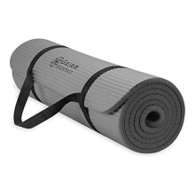 Gaiam Essentials tyk yogam?tte Fitness- og tr?ningsm?tte med Easy-Cinch-b?restrop Gr? 72""""L X 24""""B X 2/5"" tyk 10 mm