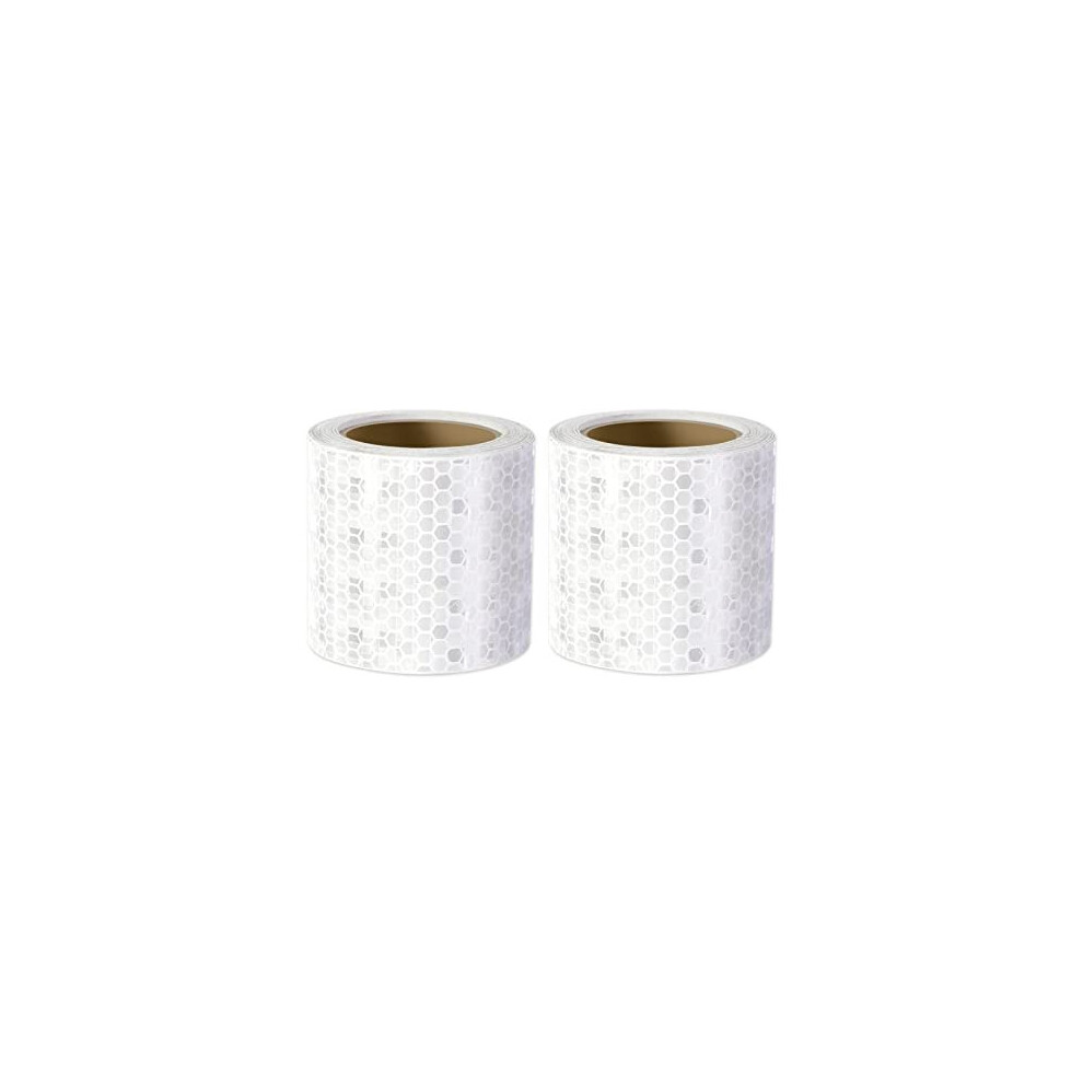 White Reflective Safety Tape, Xrkuu 2 Rolls 3M X 5Cm No Residue Reflector Tape Self-Adhesive Security Marking Tape Safety Warning For Trucks Bike 613965483537
