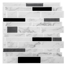 LONGKING 10-vel Peel en Stick Tegel Backsplash Vinyl 3D Zelfklevende Tegelstickers voor Keuken Badkamer Aanrechtblad Marmer 77
