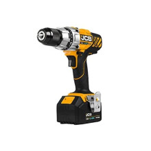 JCB - 18V Professional Cordless Battery Drill Driver w/ 4.0Ah Battery and Charger Power Hand Tool Set - Drilling, Electric Drill Screwdriver, LED