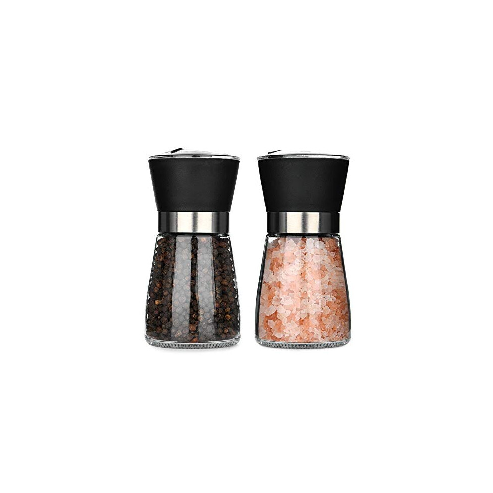 Hotder Salt and Pepper Grinder Set,Salt and Pepper Mills,Manual Salt Pepper Shaker Set with Adjustable Coarseness,No Salt/Pepper Included(2 Pack)