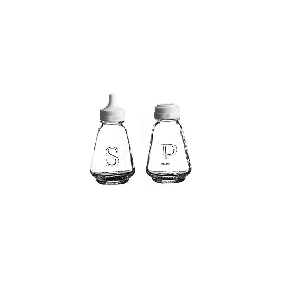 Glass Salt and Pepper Shaker Pot Set of 2 Classic Clear Glass Traditional Salt Pepper Cruet Set Cafe-Style Salt Pepper Dispenser Bottles