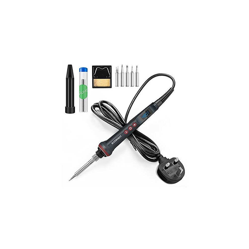 Electronics Soldering Iron Kit, [Upgraded] Soldering Iron 220V 90W LCD Digital Portable Soldering Kit 180-480?(356-896?), Welding Tools with ON/O