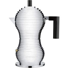 Alessi MDL02/3 B Pulcina Espresso coffee maker in cast aluminium. Handle and knob in PA, black, 3 Cups