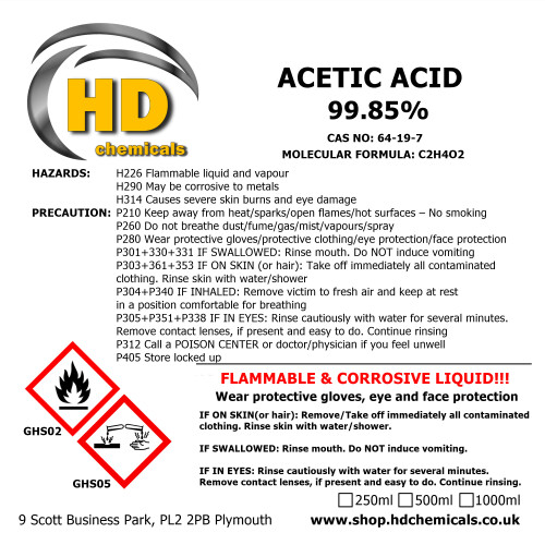 (1000ml - 1L) Acetic Glacial Acid 99.85%