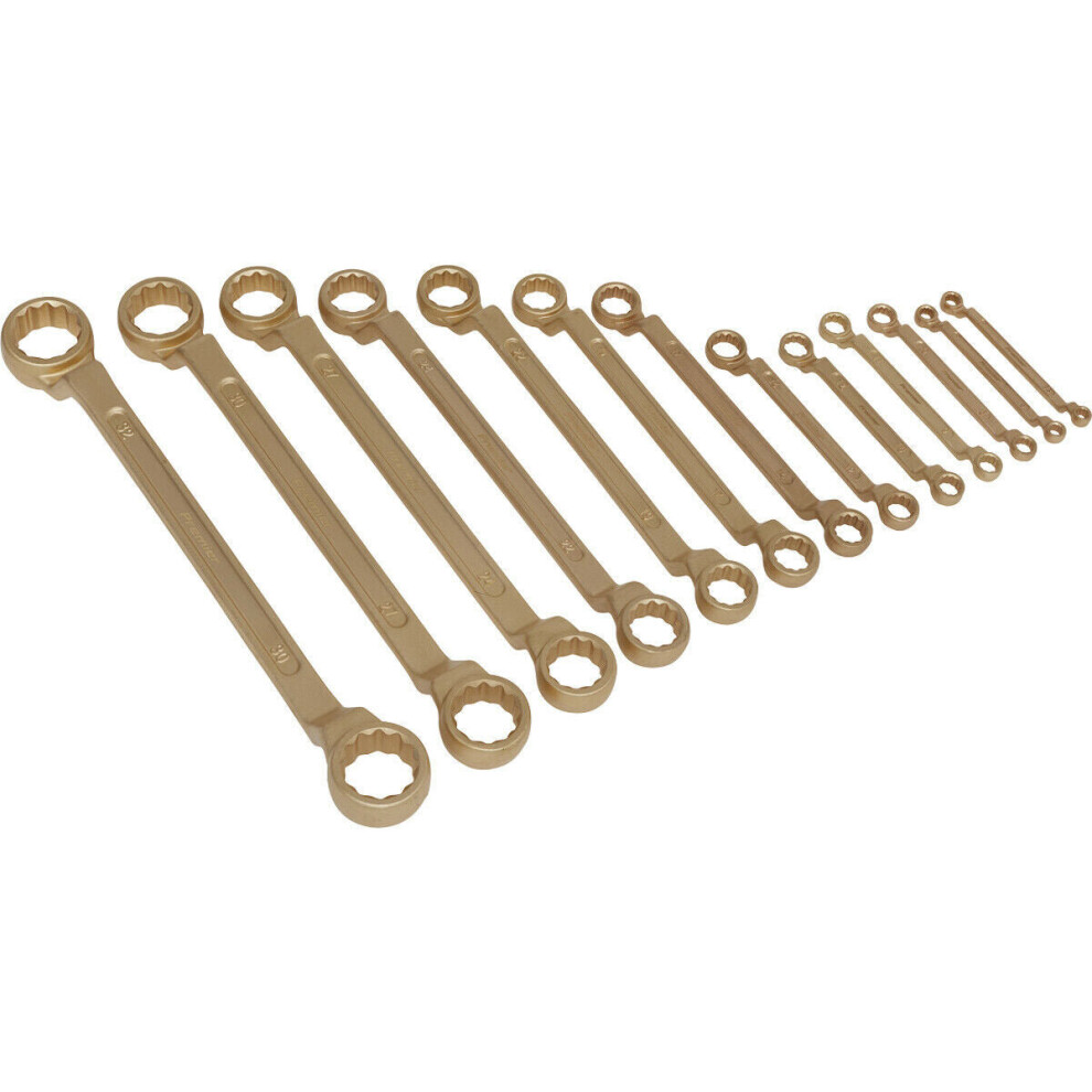Loops Piece Combination Ring End Spanner Set - Non Sparking - Beryllium Copper Size 13