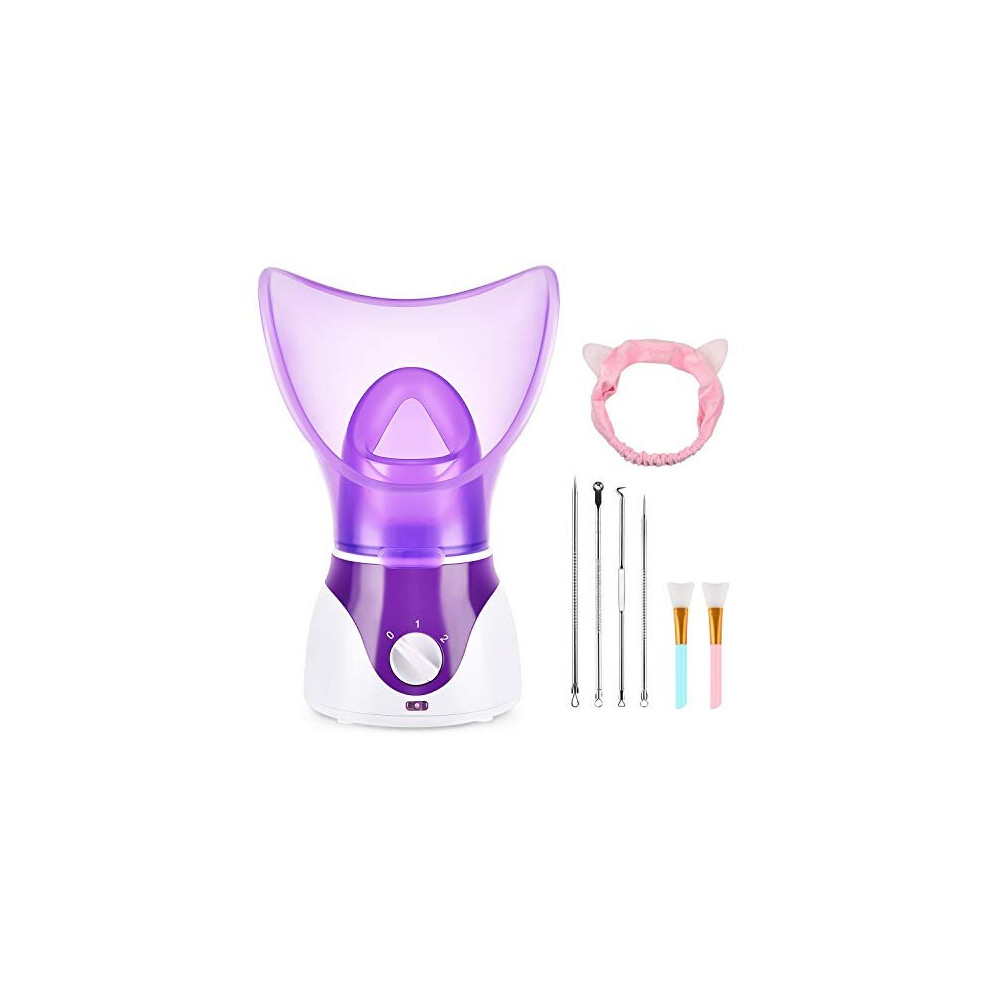 Facial Steamer for Face, Face Steamer for Facial Deep Cleaning, 2 Modes Facial Steamer for Unclogs Pores, Hydrating, Purple(Include Blackhead Rem