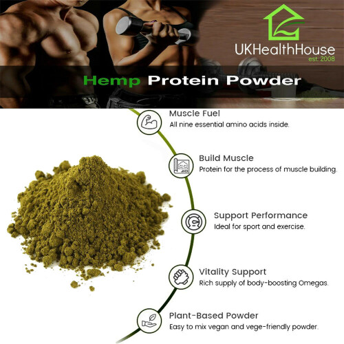 (2kg) 100% Pure Hemp Protein Powder - Huge 61.6% Protein 2