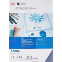 GBC HiClear Binding Covers, 200 micron, A4, Clear, Pack of 100, CE012080E