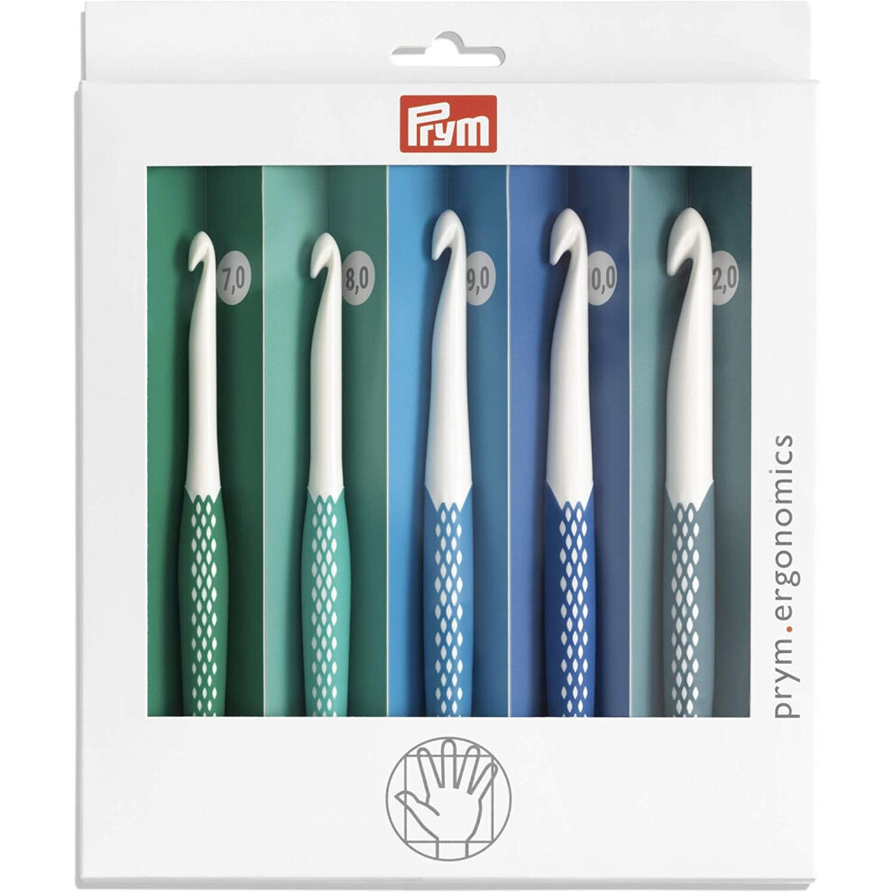 Prym 218441-1 Crochet Hook for Wool Ergonomics 7.00-12.00 mm x 1 Set, White, 12mm