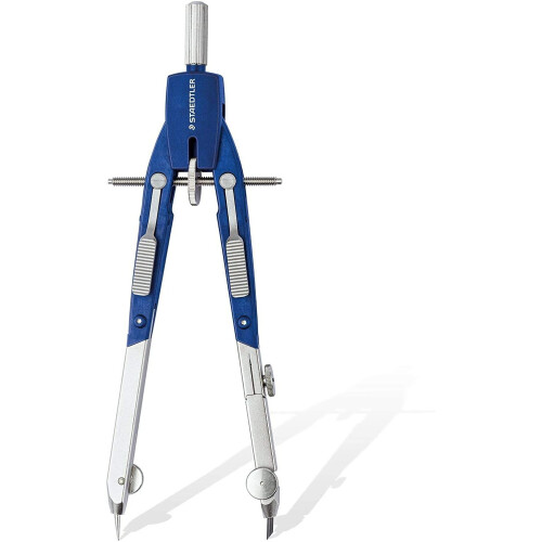 Staedtler Staedtler 55201 Mars 552 Comfort Spring Bow Compass Blue/Silver, 170 mm, Quick-Set Push-Button, Interchangeable Needle 1