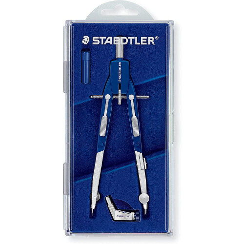 Staedtler Staedtler 55201 Mars 552 Comfort Spring Bow Compass Blue/Silver, 170 mm, Quick-Set Push-Button, Interchangeable Needle