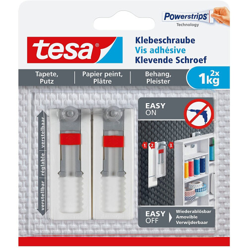 tesa Adjustable Adhesive Screw for Wallpaper & Plaster 1kg