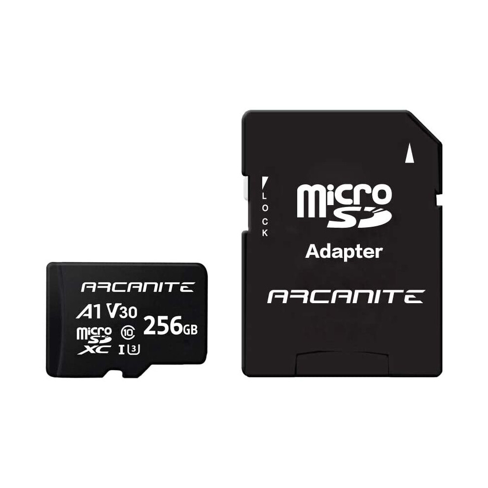 ARCANITE 256GB microSDXC Memory Card with Adapter - A1, UHS-I U3, V30, 4K, C10, Micro SD, Optimal read speeds up to 90 MB/s