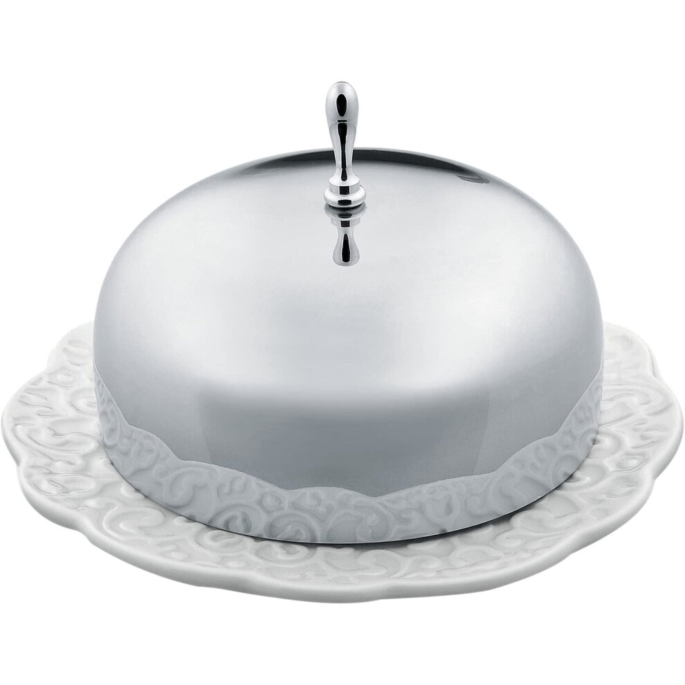 Alessi MW16, Dressed Butter Dish, Porcelain, White