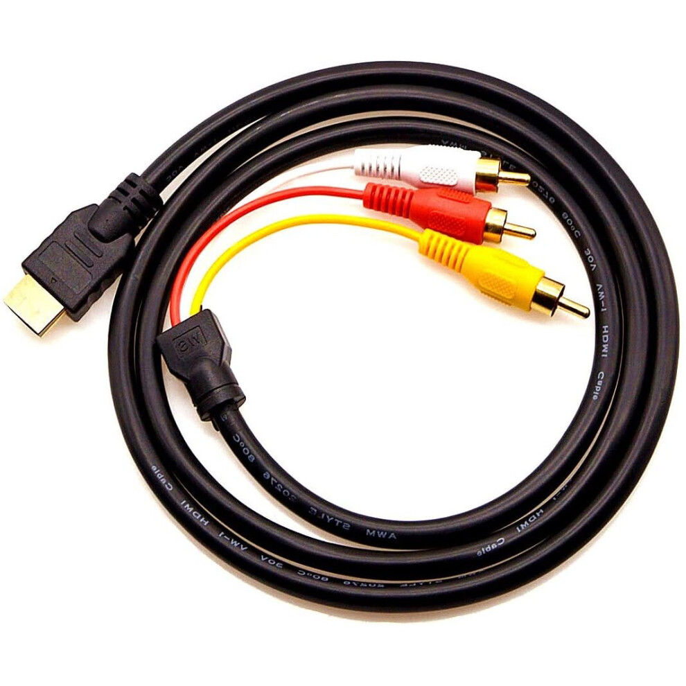 Chenduomi Hdmi To Av Converter 1080P Hdmi To 3Rca /Av/Cvbs Composite Video Audio Adapter (Black) (Hdmi To 3Rca Cable, ) Black 761560500811