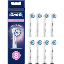Oral-B Sensitive Clean Replacement Brush Heads x 8 Original Refill for Electric Toothbrush, White, 200 Gram