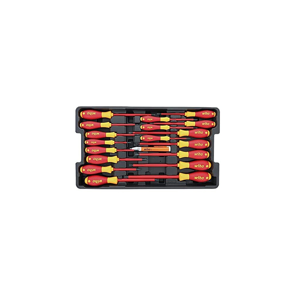 Wiha 32095 Slotted and Phillips Insulated Screwdriver Set, 1000 Volt, 19 Piece